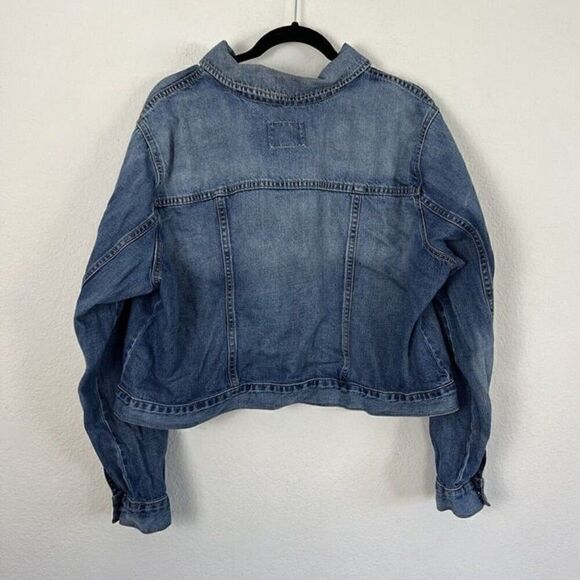 Old Navy Plus Size XXL Jean Jacket Blue Denim Relaxed Boyfriend Fit Coat - Picture 2 of 8